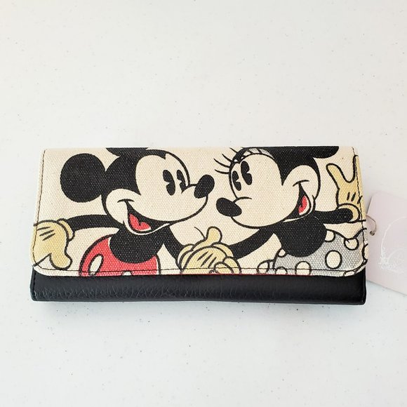 *SOLD* Disney Loungefly Mickey & Minnie Mouse Canvas Leather Trifold Wallet - Picture 10 of 10
